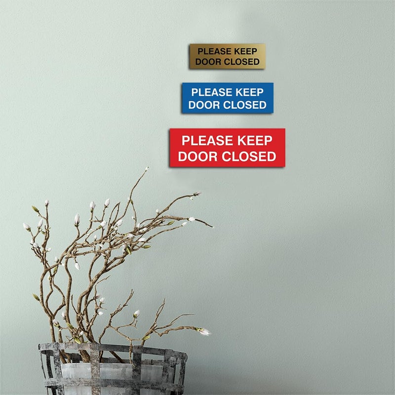 All Quality Basic Please Keep Door Closed Wall or Door Sign - Double-Sided Adhesive Foam Tape | Durable Material | Ensure Safety and Privacy (Black) - Large (1 Pack) - Image 4